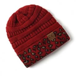 Levency New In Animal Print Messy Bun Beanie