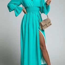 Levency New In Empire Waist V Neck Slit Maxi Dress 35 Levency New In Empire Waist V Neck Slit Maxi Dress