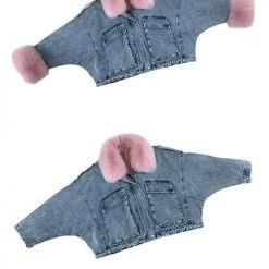 Levency Detachable Fuzzy Faux Fur Collar Denim Coat New In 79 Levency Detachable Fuzzy Faux Fur Collar Denim Coat New In