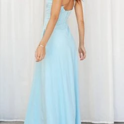 Levency Cut Out Backless V Neck Maxi Dress