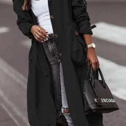 Levency New In Single Breasted Pocket Belted Trench Coat