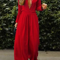 Levency Button Blouse Wide Leg Pants Set New In