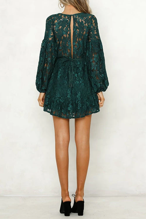 Levency Lace V Neck Puff Sleeve Mini Dress New In 8 Levency Lace V Neck Puff Sleeve Mini Dress New In