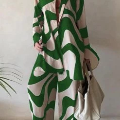 Levency Geometry Print Loose Shirt Pants Set New In