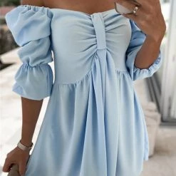 Levency New In Off Shoulder Seven Sleeve Mini Dress