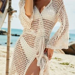 Levency Loose Weave Long Belted Cardigan New In