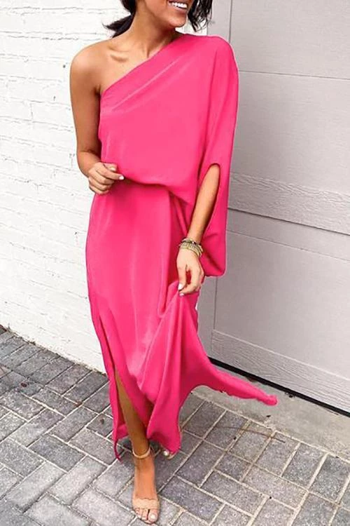 Levency One Shoulder Slit Maxi Dress New In 2 Levency One Shoulder Slit Maxi Dress New In