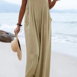 Levency Adjustable Straps Pockets Wide Leg Jumpsuits New In