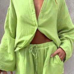 Levency New In Take Me Out Button Shirt Shorts Set