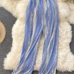 Levency Tie Dye Elastic Pleated Wide Leg Pants New In