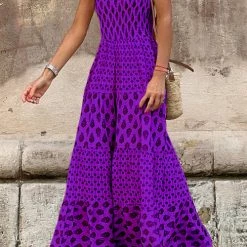 Levency Printed Smocked Ruffle Maxi Dress