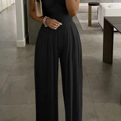 Levency Lace Patchwork O Neck Wied Leg Jumpsuits New In