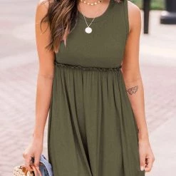 Levency New In Ruffles Waist Tank Mini Dress