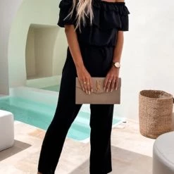 Levency Ruffles Off The Shoulder Drawstring Jumpsuits 18 Levency Ruffles Off The Shoulder Drawstring Jumpsuits