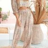 Levency Floral Backless Wide Leg Pants Suit
