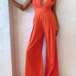 Levency Deep V-neck Sleeveless Jumpsuit