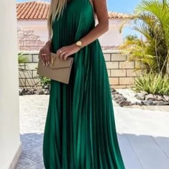 Levency Breeze Slip Pleated Maxi Dress