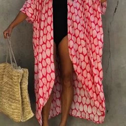 Levency Leaf Belted Kimono Cardigan