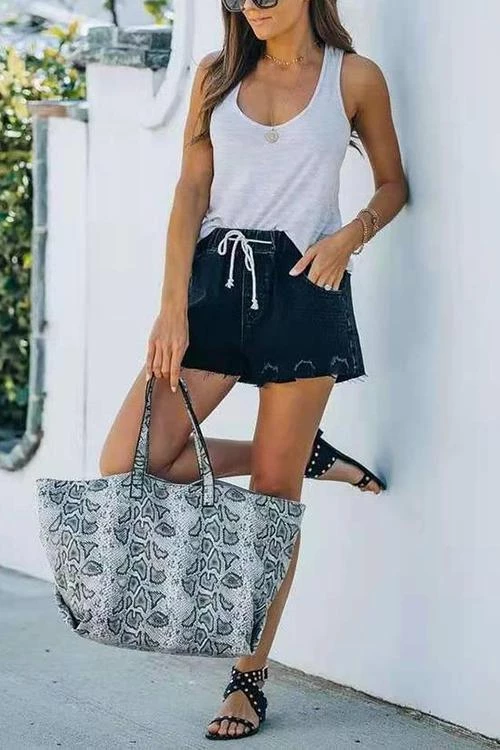 Levency New In Raw Edge Drawstring Denim Shorts 5 Levency New In Raw Edge Drawstring Denim Shorts