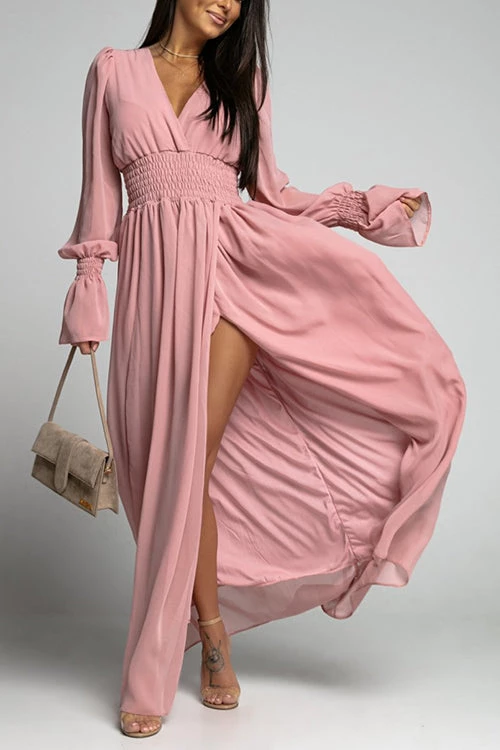 Levency New In Empire Waist V Neck Slit Maxi Dress 3 Levency New In Empire Waist V Neck Slit Maxi Dress