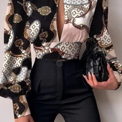 Levency Print Cutout Puff Sleeve Crop Top New In