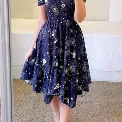 Levency Shirred Bodice Off Shoulder Flap Asymmetric Dress New In