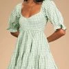 Levency New In Smocked Gingham Babydoll Dress