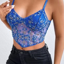 Levency The Gardenia Mesh Embroidery Bustier