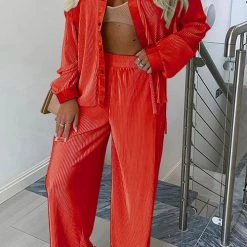 Levency Pleated Oversized Shirt And Trouser Set New In