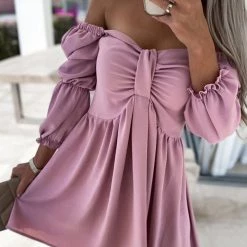 Levency New In Off Shoulder Seven Sleeve Mini Dress