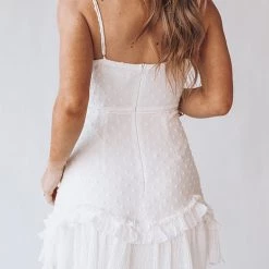 Levency Textured Ruffles Slip Mini Dress