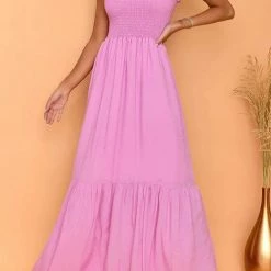 Levency Smocked Tiered Strap Maxi Dress