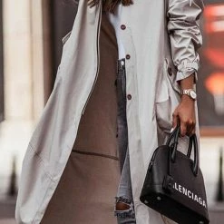 Levency New In Single Breasted Pocket Belted Trench Coat