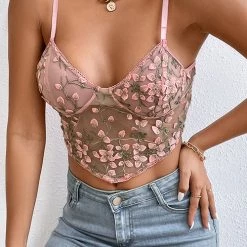 Levency The Gardenia Mesh Embroidery Bustier