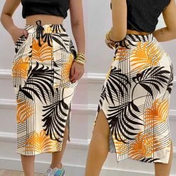 Levency Crop Tank Top & Split Hem Skirt Set New In