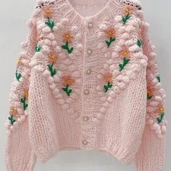 Levency Floral Pearl Button Cardigan