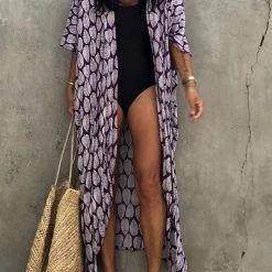 Levency Leaf Belted Kimono Cardigan