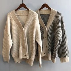 Levency Stripe Button Cardigan