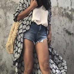 Levency Leaf Belted Kimono Cardigan