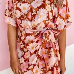 Levency New In Floral Side Tie Wrap Dress