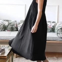 Levency Ruffles Sleeve V Neck Midi Dress