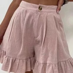 Levency Button Flutter Hem Shorts New In