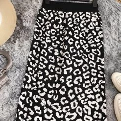 Levency Knit Leopard Print Bodycon Skirt New In