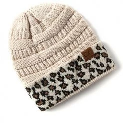 Levency New In Animal Print Messy Bun Beanie
