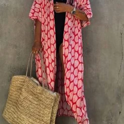 Levency Leaf Belted Kimono Cardigan