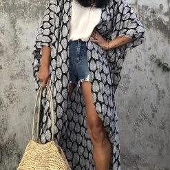 Levency Leaf Belted Kimono Cardigan