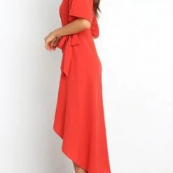 Levency Solid V Neck Tulip Wrap Dress New In 27 Levency Solid V Neck Tulip Wrap Dress New In