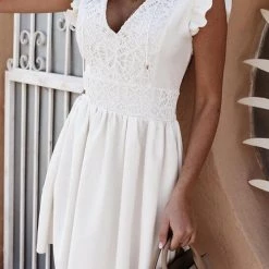 Levency New In Come To Me At Night Ruffles V Neck Dress