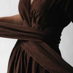 Levency New In Pockets V Neck Kimono Dress