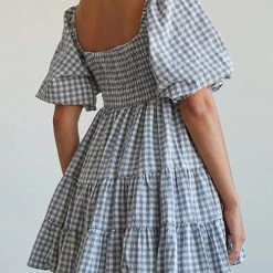 Levency New In Smocked Gingham Babydoll Dress